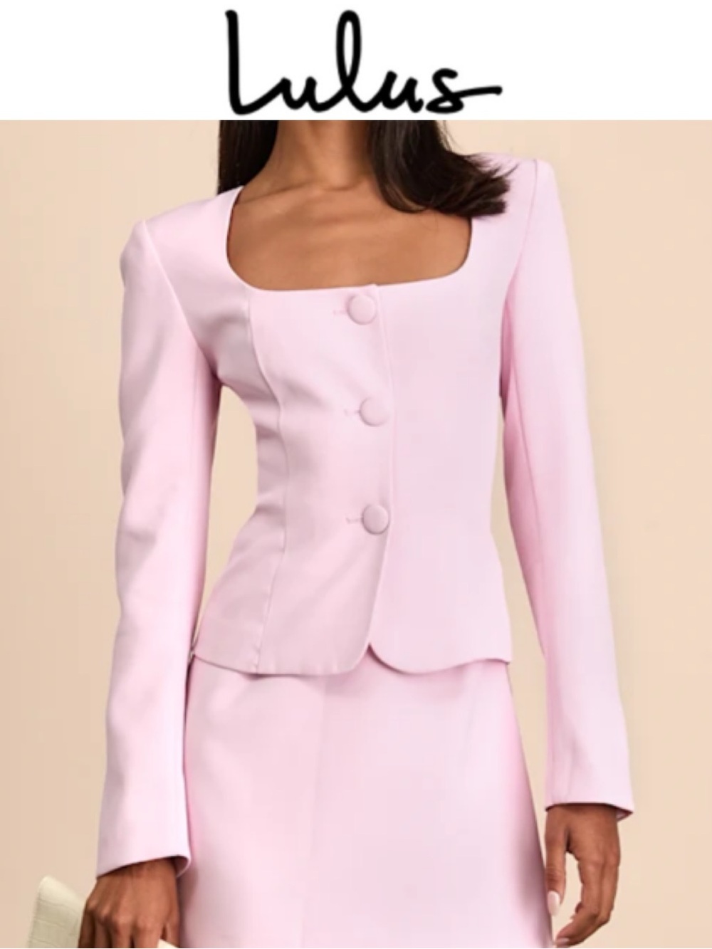 NWT LULU’S ELIANA LIGHT PINK SCOOP NECK TAILORED FEMININE CHIC BLAZER SIZE M